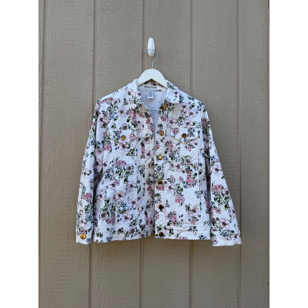 Drapers & Damons PM Floral Jacket Cottagecore Cotton Denim Gold Buttons